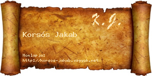 Korsós Jakab névjegykártya